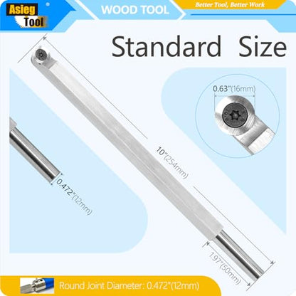 Woodturning Tools Carbide Tipped Lathe Chisel Finisher Tool Bar 10 Inches With Ci0 16mm Round Carbide Insert Cutter for Wood Hobbyist or DIY or Carpenter,Handle not Include