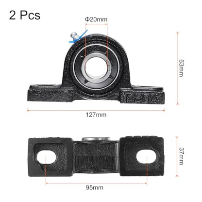 uxcell 2pcs UCP204 Pillow Block Bearings 20mm Bore Bearing Units Cast Steel Flange Mounted Bearing Housing - size: UCP204 ID 20mm