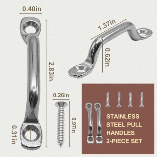Stainless Steel Door Pull Handles with Screws for Closet Doors and Drawers,2 Pack