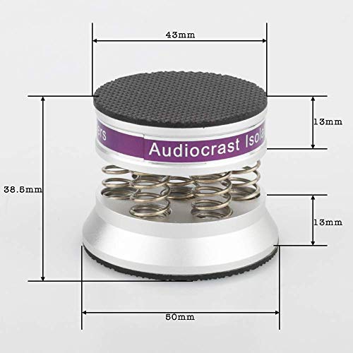Speaker Isolation Base Pads, Spring Floor Protector, Anti Vibration Non-Slip Speaker Stand Feet Pad Shock Absorber for HiFi Amplifier DAC Recorder 4PCS (Silver) - color: Silver