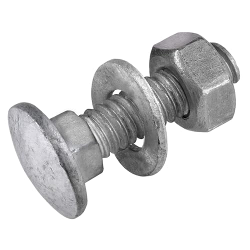 5/16" x 1"Hot Dip Galvanized Grade 307A Carriage Bolt Kit, 50 Pack, Comes with 5/16" USS Flat Washers & 5/16"-18 Hex Nuts, Heavy Duty Exterior Construction Use - size: 5/16*1