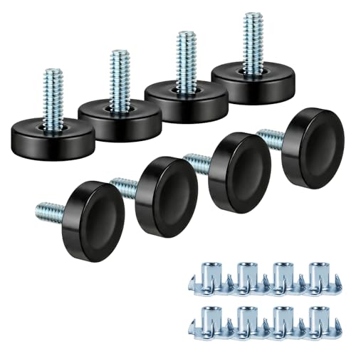 Darcvds 1/4" Thread Furniture Feet Levelers, 8PCS Antislip Adjustable Levelers Feet Screw in, Leveling Feet Screw on Furniture Glide Leveling for Table, Chair, Stool, Furniture Legs (1/4") - size: 1 x 1 inches