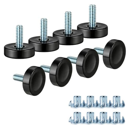 Darcvds 1/4" Thread Furniture Feet Levelers, 8PCS Antislip Adjustable Levelers Feet Screw in, Leveling Feet Screw on Furniture Glide Leveling for Table, Chair, Stool, Furniture Legs (1/4") - size: 1 x 1 inches