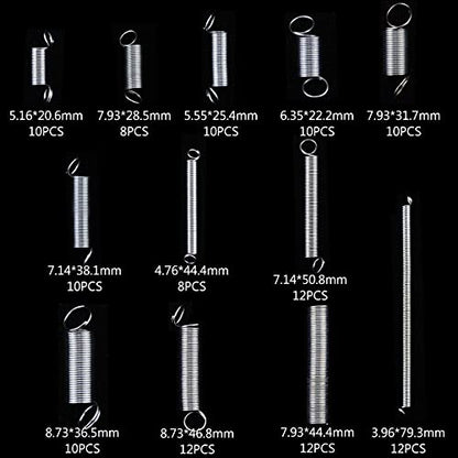 1/2 Sets Spring Assortment kit, 200pcs Heavy Steel Wire-Metal Extension Spring Replacement Kit (2)