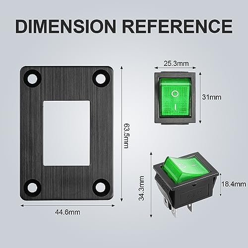1Pcs Green LED KCD4 Boat Rocker Switch 2-Position 4-Pin DPST Panel Switch 16A 250VAC 20A 125VAC, with 6pcs FDFD2-250 Blue Terminals, CE - color: 1Pcs Green/with 6pcs FDFD2-250 Blue Terminals
