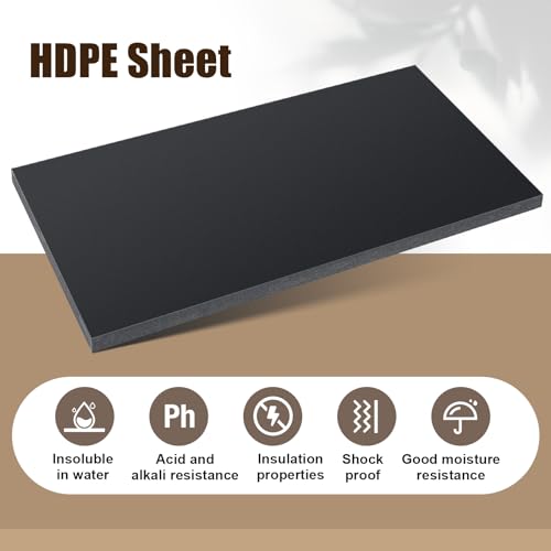 Frienda 2 Pcs Hdpe Plastic Sheet, Black 1/2 Inch Thick x 6 x 12 Inch
