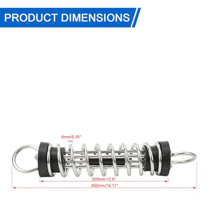 Heavy Duty Marine Mooring Spring - Stainless Steel Shock Absorbing Spring for Boat Dock Line, Prevents Line Breakage & Cleat Damage, Noise Reduction for Yacht/Anchor Mooring(9mm)