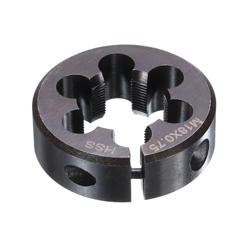 HARFINGTON Round Threading Die M18 x 0.75 Metric Thread 38mm OD Adjustable Right Hand High-Speed Steel (HSS) Round Die Screw Thread Cutting Die for Thread Repair - size: M18 x 0.75