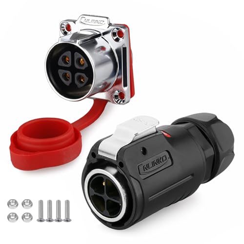 CNLINKO LP-24 4 Pin Waterproof Connector 25A 500V AC Quick Plug Circular Connector PBT Plastic Shell Fast Release Aviation Connector M24 Flange Socket (4 Pin) - size: 4 Pin, style: M24 Pin Connectors