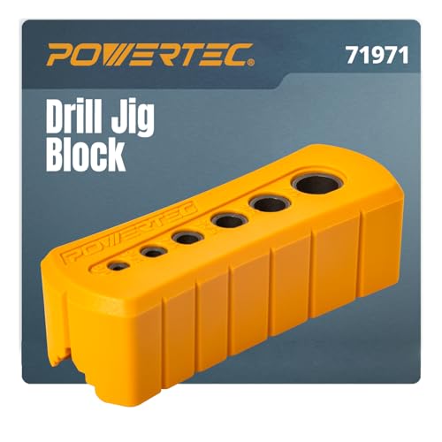 POWERTEC Drill Guide - Multi-Functional Drill Jig Block w/ 6 Common Drill Bit Sizes - for Straight Drilling Holes, Woodworking Tool, 1 PK (71971) - style: Multi-Functional Drill Guide Jig Block (6 Sizes)