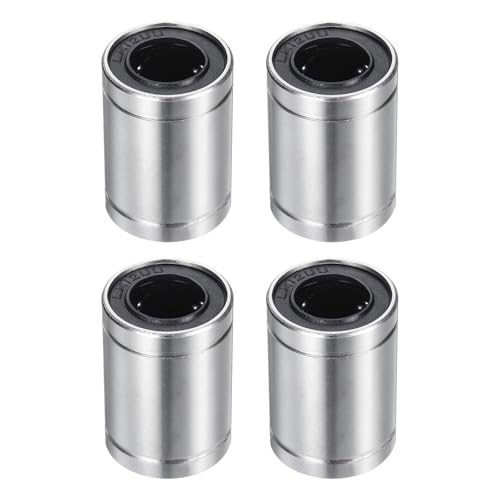 uxcell 4Pcs LM12UU Linear Bearing 12mm Bore 20mm OD 29mm Length Linear Ball Bearings Nickel Plated Surface Double Side Rubber Sealed Bearing Steel for CNC Machine 3D Printer - size: LM12UU