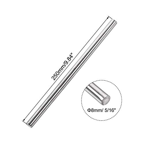 uxcell 8mm x 250mm 304 Stainless Steel Solid Round Rod for DIY Craft - 2pcs - size: 8 mm x 250 mm