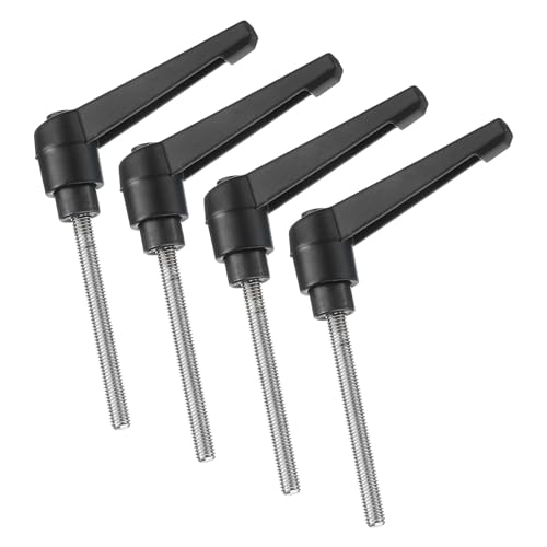 uxcell 4pcs Clamping Lever Handles, M5 x 55mm 304 Stainless Steel Threaded Male Stud, Adjustable Handles Locking Quick Release Ratchet Push Button Bolt Knobs, Black - size: M5 x 55mm