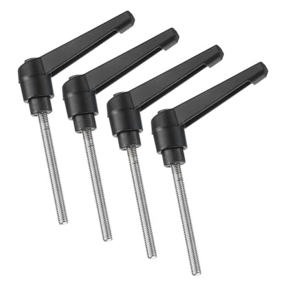 uxcell 4pcs Clamping Lever Handles, M5 x 55mm 304 Stainless Steel Threaded Male Stud, Adjustable Handles Locking Quick Release Ratchet Push Button Bolt Knobs, Black - size: M5 x 55mm