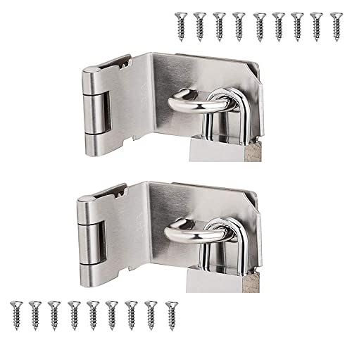 90 Degree 4 Inch Right Angle Padlock Hasp, Stainless Steel Safety Door Latches, Solid Gate Latches,Polished Finish 2 Pack - color: Silver, size: 90 Degree 4 Inch