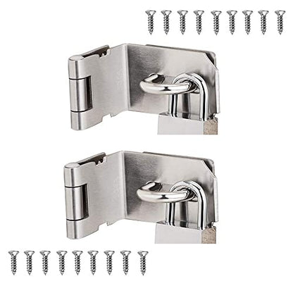 90 Degree 4 Inch Right Angle Padlock Hasp, Stainless Steel Safety Door Latches, Solid Gate Latches,Polished Finish 2 Pack - color: Silver, size: 90 Degree 4 Inch