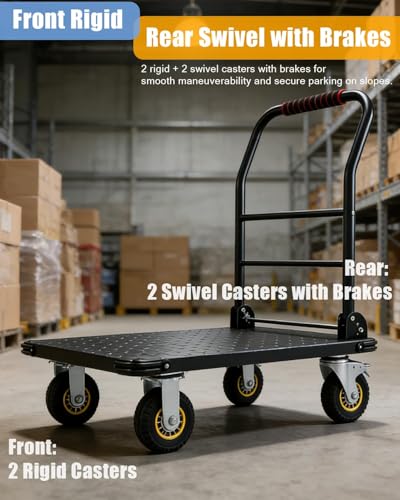 36"x24" Heavy Duty Platform Truck Cart, 1800LBS Steel Utility Dolly