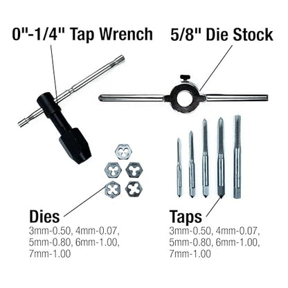 Century Drill & Tool 98926 Metric Tap & Die Set, 12 Piece