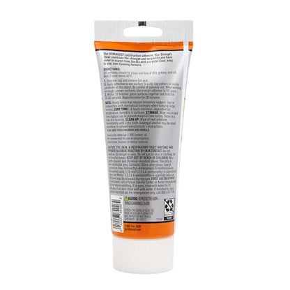 Gorilla Max Strength Construction Adhesive, Clear, 7 oz Tube, 1-Pack - size: 7oz, style: 1 Pack