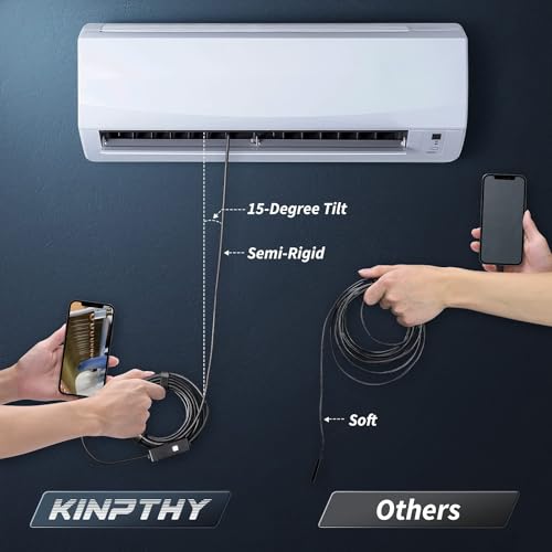 Endoscope Camera with Light,1920P HD Borescope Tools with 8 Adjustable LED Lights, Endoscope with Semi-Rigid Snake Camera, IP67 Waterproof Inspection Borescope for iOS and Android-16.4ft Dual-Lens - size: 16.4ft