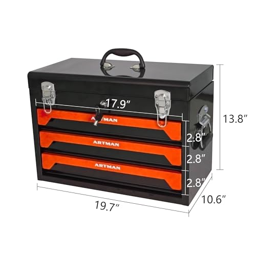 439 Piece Mechanics Tool Set, 3 Drawer 4-Tier Heavy Duty Metal Box with Household Tool Kit, Portable Tool Organizer Case for Auto Repair, Garage,Warehouse,Workshop,Repair Shop (Black&Orange) - color: Orange