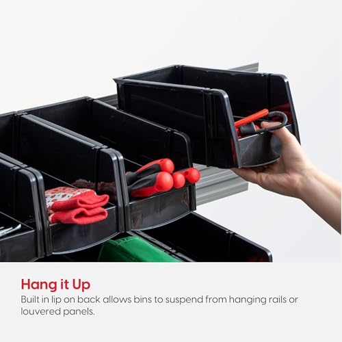 IRIS USA 12 Pack Stackable Storage Bins Open Front Plastic Organizer Caddy Basket, Hardware Crafts, Small Parts, Nuts/Bolts, Garage Tools, Jumbo - size: Jumbo - 12 pack