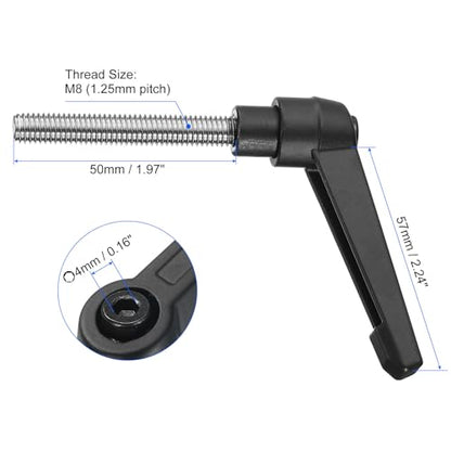 uxcell 4pcs Clamping Lever Handles, M8 x 50mm 304 Stainless Steel Threaded Male Stud, Adjustable Handles Locking Quick Release Ratchet Push Button Bolt Knobs, Black - size: M8 x 50mm