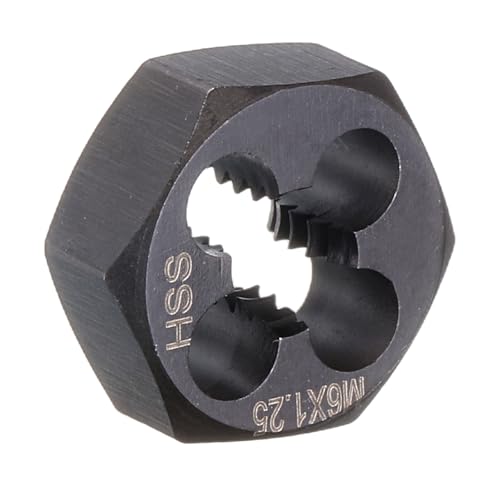 HARFINGTON Hex Threading Die M6 x 1.25 Metric Thread Right Hand High Speed Steel Rethreading Fixed Die Screw Cutting Tapping Repair Tool - size: M6 x 1.25