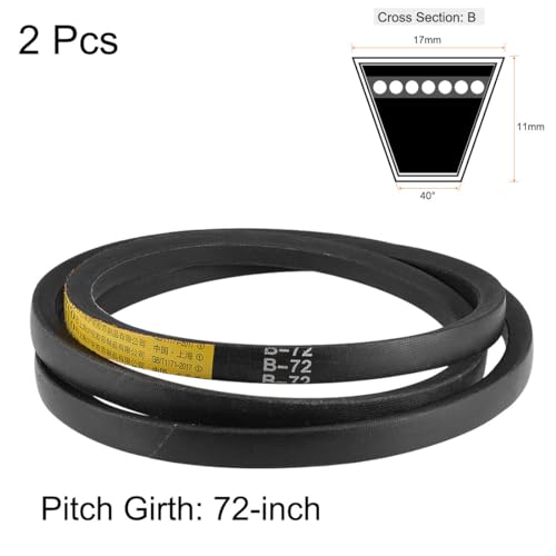 uxcell B72 V-Belts 72" Pitch Length, B-Section Rubber Drive Belt 2pcs - size: 72"
