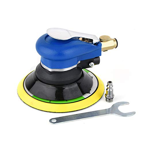 6 inch Pneumatic Orbital Sander, Daul Action Air Sander with Hook and Loop Sanding Pad for Woodworking, Autobody Work - color: Blue, size: 6 inch dual action