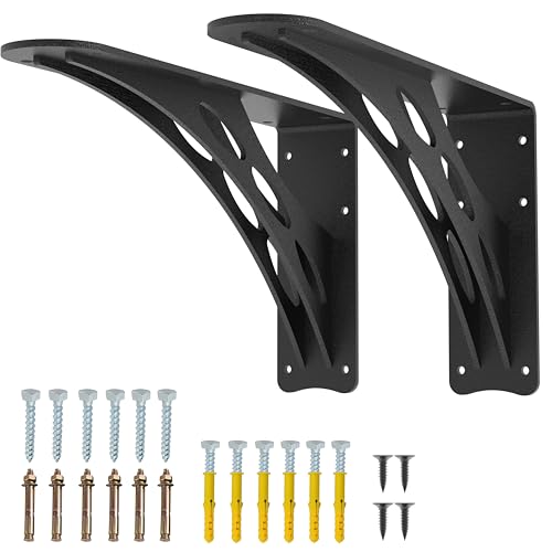 16 x 9 in Black Heavy Duty Floating Shelf Brackets, Holds 1000lb - color: Black Max Load 1000 Lbs, size: 16IN×9IN