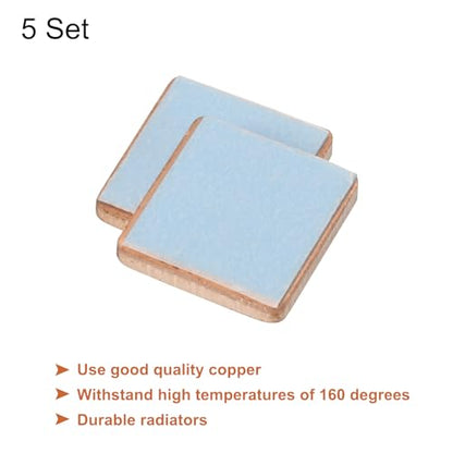 MECCANIXITY Heatsink Copper Sheet Shim, 2.5mm Thickness 15 x 15mm Pad with Thermal Conductive Adhesive Tape for Desktop Computer CPU Cooling Patch 5 Set - size: 2.5mm