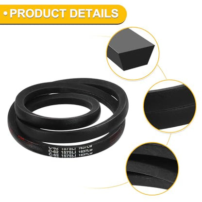 uxcell C62 Drive V-Belt 62 Inch (1575mm) Inner Circumference x 22mm Width x 14mm Height, Rubber V Belt for Power Transmission - size: C62