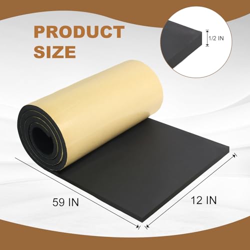 Eunice Sponge Neoprene Foam Sheet with Adhesive, 12 in x 59 in x 1/2 in - size: 12 in x 59 in x 1/2 in