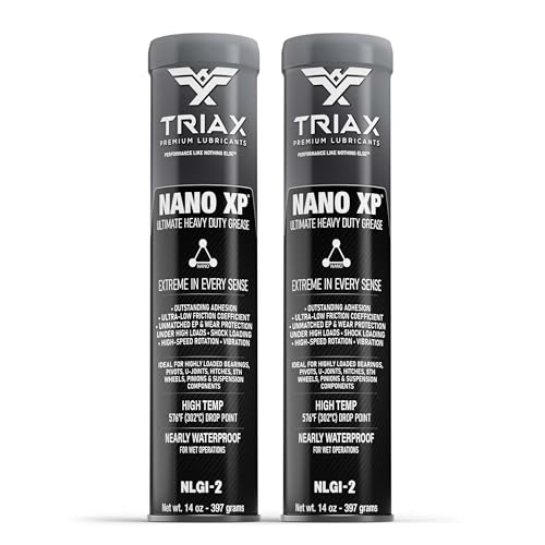 TRIAX Nano XP Grease Ultra Heavy Duty | Moly, Tungsten & Graphite | Wheel Bearings | 5th Wheel | High Temp (14 Oz; 2 Pack) - size: (14 Ounce Cartridge - 2 Tube Pack)