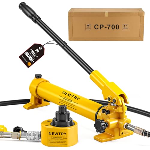 NEWTRY 30T Low Profile Jack+ CP-700 Hand Pump, 2.12" Stroke Multi-Section - size: 30T Hydraulic Jack + cp-700 Pump