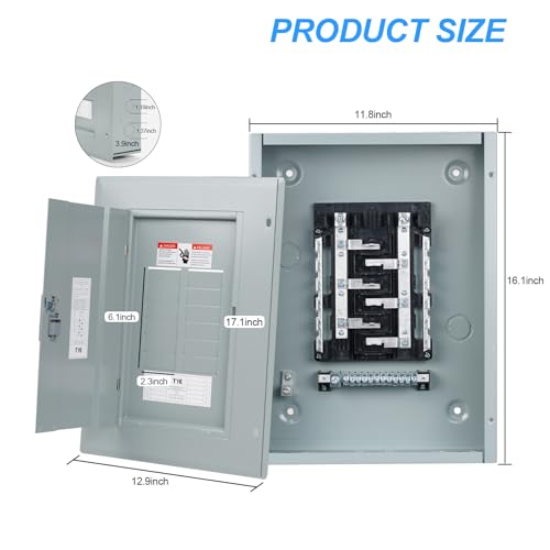 THQL Circuit Breaker Panels, 12-Space, 125A Circuit Breaker Distribution Box, 120V/240V Circuit Breaker Electrical Enclosure,Indoor Main Lug Load Center - style: 12 SPACE