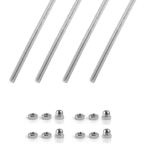 4Pcs Stainless Steel Fully Threaded Rods M8x300mm Right Threads with Nuts - size: M8x300mm