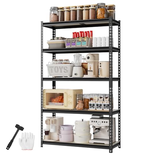WORKPRO 2180LBS Capacity 5-Tier Black Shelving, 35.4”Wx11.8”Dx72”H - color: Black, size: 35.4"W x 11.8"D x 72"H