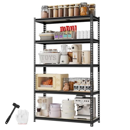WORKPRO 2180LBS Capacity 5-Tier Black Shelving, 35.4”Wx11.8”Dx72”H - color: Black, size: 35.4"W x 11.8"D x 72"H