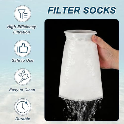 Aquarium Filter Bag Mesh (2Pcs 25 Micron 5.9" Ring 20.5" Long) - size: 25 Micron - 20.5" Long 5.9" Ring