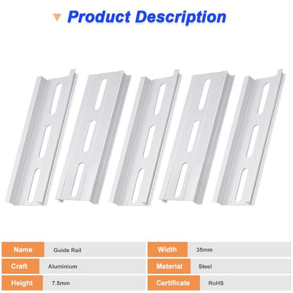 Aluminum DIN Rails, 10 CM /4 inches, 35mm Wide, 7.5mm High Top Hat Slotted DIN Rail with RoHS (10 Pack, Silver) - color: 10cm