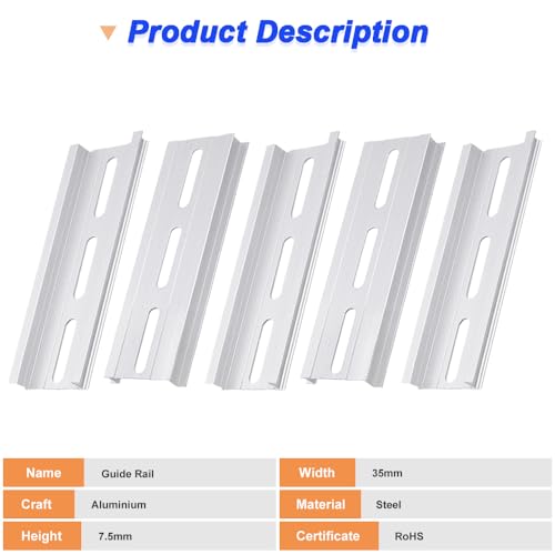 Aluminum DIN Rails, 10 CM /4 inches, 35mm Wide, 7.5mm High Top Hat Slotted DIN Rail with RoHS (10 Pack, Silver) - color: 10cm