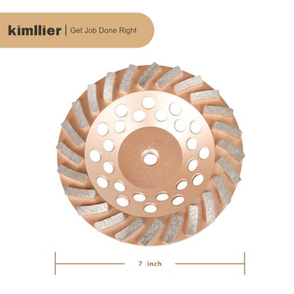 kimllier 7 Inch Concrete Grinding Wheels 24 Turbo Diamond Segments 5/8 Inch -11 Arbor Diamond Grinding Wheel Fit for Concrete and Masonry