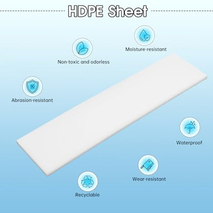 Hdpe Sheet 5/16 Inch Thick, 3" x 12" High Density Polyethylene Board, Thick Plastic Sheet for Craft, Plastic Cutting Board, Heavy Duty Industry - size: 3" X 12", style: 5/16" Thick