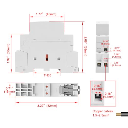 Heschen 16A 2 Pole Modular AC Contactor 2NO 12V AC Coil - color: 12V AC Coil, size: 16 Amp