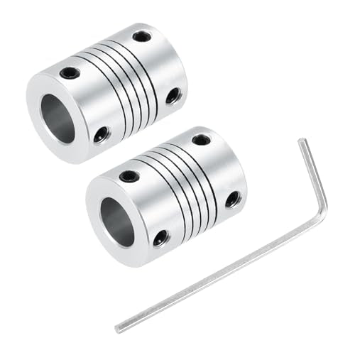 uxcell 2Pcs 10mm to 10mm Aluminum Alloy Shaft Coupling L25xD19 Flexible Coupler Beam for 3D Printer CNC Machine DIY Encoders and Motors Shaft,Silver - size: 10mm to 10mm
