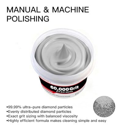 Diamond Paste Polishing Compound, 60,000 Grit, 40 G, Light Scratch Removal - size: 60,000Grit, style: 1.41 oz (40g)