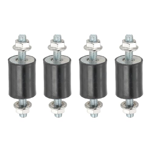 PATIKIL M6 20x20mm Rubber Isolator Mounts, 4 Pcs Rubber Studs Shock Absorber Anti-Vibration Isolation Damping Mounts with Lock Nuts for Motor, Air Compressor, Engines (56mm Height) - size: M6-20x20x56mm