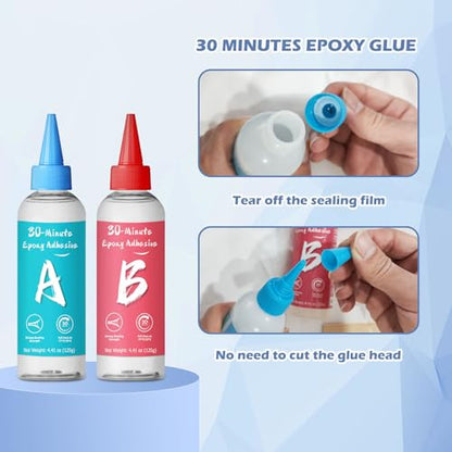 30 Minute Epoxy Glue 7.6 fl oz, Fast Cure Clear 2 Part Epoxy Adhesive